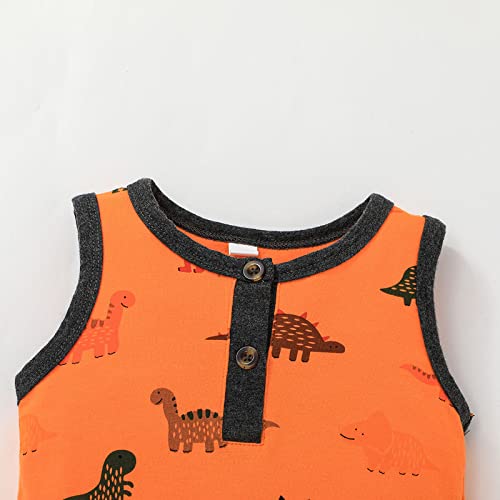 Kwowko Juegos para niños, románticos, dibujos animados, bebés, dinosaurios, ropa impresa, para niñas, sin mangas, leotardos y traje impermeable 80, naranja, 6-9 Meses