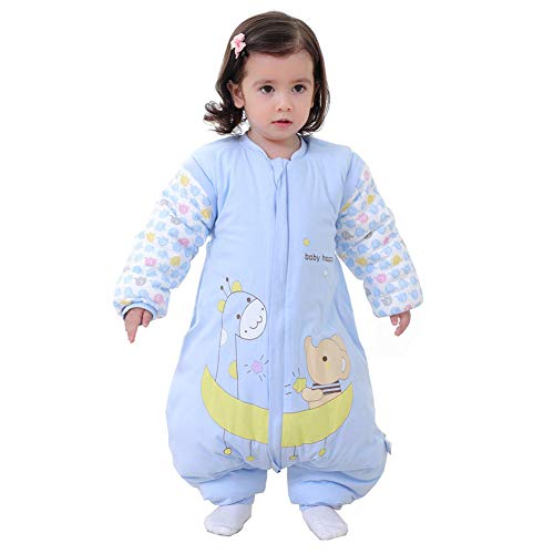 Kylewo Saco de Dormir de Invierno para bebé 3.5 TOG Saco de Dormir de Invierno de Manga Larga con Forro cálido de Invierno con pies, Pijama de Mono Unisex para niña