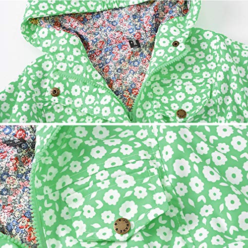 L SERVER Chaqueta para Niña Abrigo Primavera Otoño para Niños Abrigo Cortavientos Rompevientos con Capucha Parka para Bebés, Verde, 6-7 años