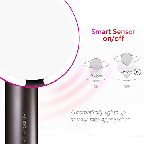 LABYSJ Espejo de Maquillaje 8 Pulgadas Inteligente Iluminado Tocador con Control de Brillo, Recargable