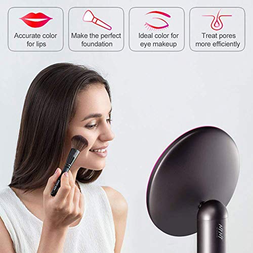 LABYSJ Espejo de Maquillaje 8 Pulgadas Inteligente Iluminado Tocador con Control de Brillo, Recargable