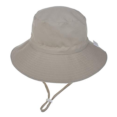 LACOFIA Sombrero de Sol para bebé niño Ajustable Gorro Verano de Pescador para niños ala Ancha para Exteriores/natación/Playa/Piscina Beige 6-24 Meses