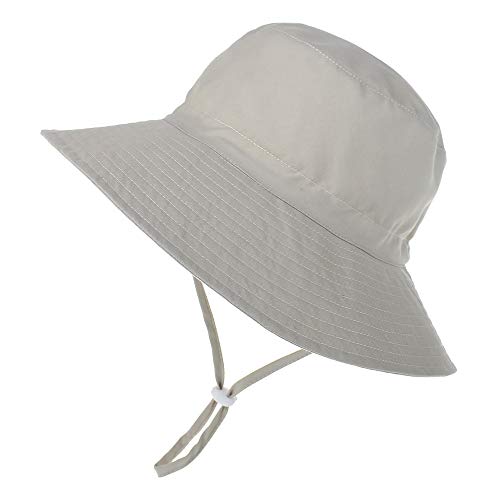 LACOFIA Sombrero de Sol para bebé niño Ajustable Gorro Verano de Pescador para niños ala Ancha para Exteriores/natación/Playa/Piscina Beige 6-24 Meses