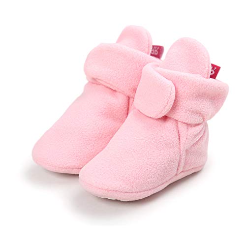 Lacofia Zapatos de calcetín de bebé Invierno Botas Antideslizantes de Suela Blanda para bebé niño o niña Rosa 0-6 Meses