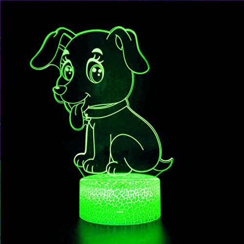 Lampada da illusione 3D Luce notturna a LED Sensore tattile per cani Telecomando 16 colori Dimmerabile Usb Cucciolo di animale Per bambini Casa del bambino Regalo di Natale Ragazzo Ragazza Regalo