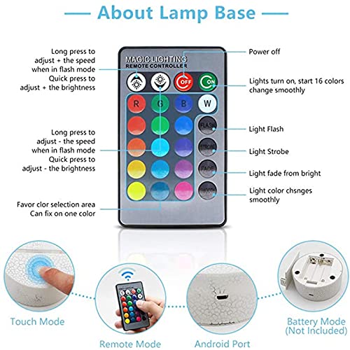 Lampada da illusione 3D Luce notturna a LED Sensore tattile per cani Telecomando 16 colori Dimmerabile Usb Cucciolo di animale Per bambini Casa del bambino Regalo di Natale Ragazzo Ragazza Regalo