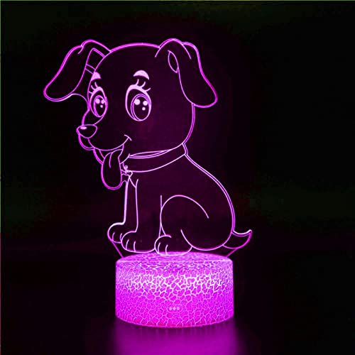 Lampada da illusione 3D Luce notturna a LED Sensore tattile per cani Telecomando 16 colori Dimmerabile Usb Cucciolo di animale Per bambini Casa del bambino Regalo di Natale Ragazzo Ragazza Regalo