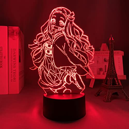 Lámpara 3D de noche Kamado Nezuko 3D lámpara anime Kimetsu No Yaiba para dormitorio infantil decoración Nezuko Kamado luz nocturna Navidad cumpleaños regalo manga lámpara de mesa