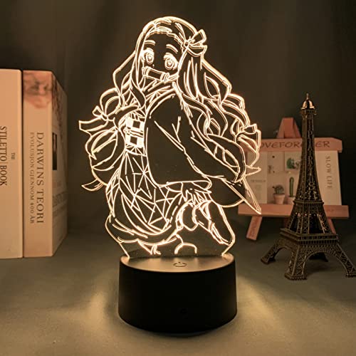 Lámpara 3D de noche Kamado Nezuko 3D lámpara anime Kimetsu No Yaiba para dormitorio infantil decoración Nezuko Kamado luz nocturna Navidad cumpleaños regalo manga lámpara de mesa