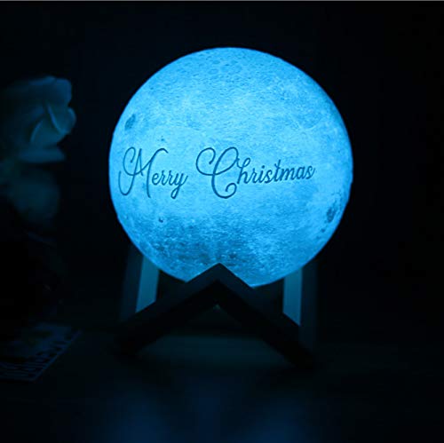 Lámpara De Luna 3D Con Foto Personalizada Soporte, Con Foto Y Texto, 16 Colores, Luz De Noche De Luna Con Carga Usb Para Niños, Cumpleaños, Acción De Gracias,Regalos Del Día De La Madre (20cm)