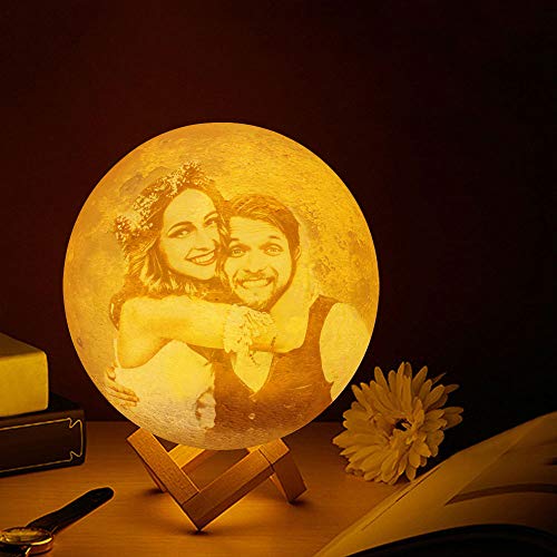 Lámpara De Luna 3D Con Foto Personalizada Soporte, Con Foto Y Texto, 16 Colores, Luz De Noche De Luna Con Carga Usb Para Niños, Cumpleaños, Acción De Gracias,Regalos Del Día De La Madre (20cm)