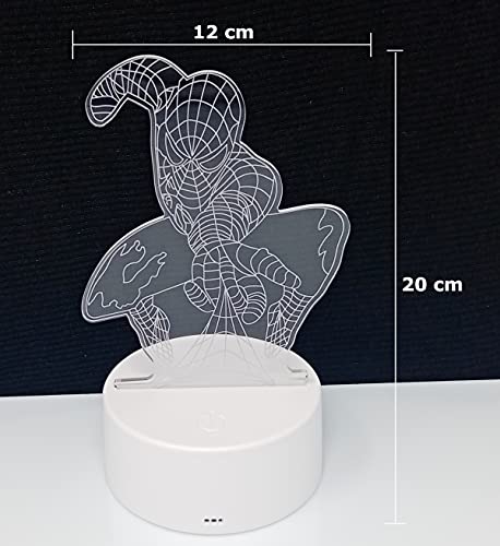 Lámpara de mesita de noche infantil ilusión óptica 3d 🎁 lámpara de spiderman regalo para niños (Spiderman)