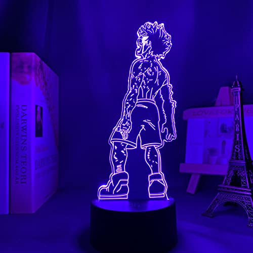 Lámpara de noche 3D Izuku Midoriya Deku 3d lámpara Anime My Hero Academia LED luz nocturna para niños, dormitorio, decoración, Navidad, cumpleaños, manga, lámpara de mesa