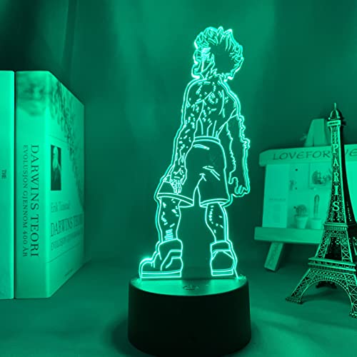 Lámpara de noche 3D Izuku Midoriya Deku 3d lámpara Anime My Hero Academia LED luz nocturna para niños, dormitorio, decoración, Navidad, cumpleaños, manga, lámpara de mesa