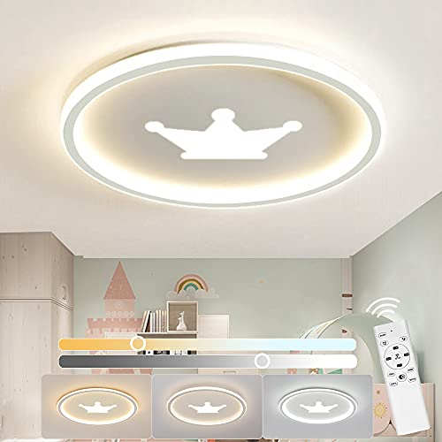 Lampara de Techo para Habitacion Niña ANTEN KRONE | Plafón LED Regulable con mando a Distancia | 3200LM 32W 3000K-6500K | para Infantil Juvenil Dormitorio Cocina Salón Comedor | Φ41,5cm Redondo