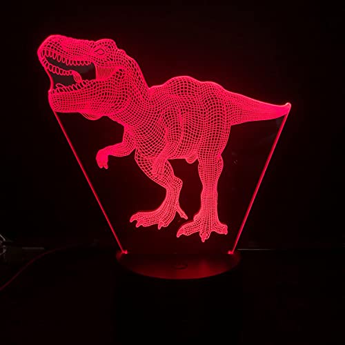 Lampara LED Dinosaurio Tiranosaurio T-Rex Cambia Color USB Luz nocturna y decoración