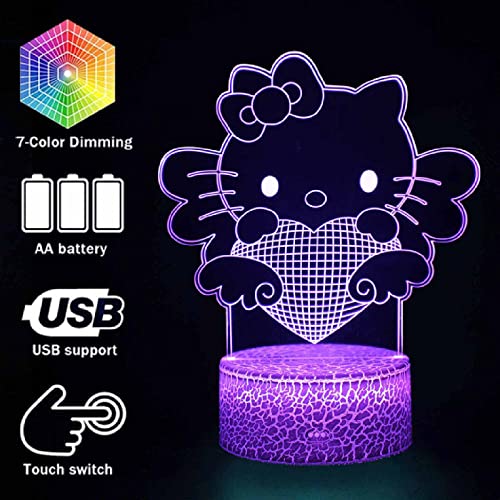 Lámpara para niños Hello Kitty lámpara de luz de 16 colores cambiantes lámpara de noche con control remoto, regalos de cumpleaños para bebés y adultos