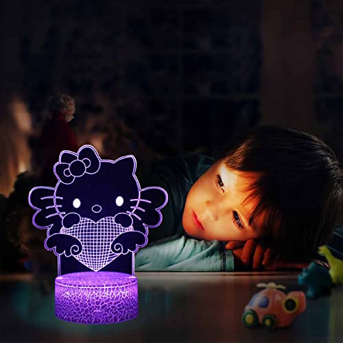 Lámpara para niños Hello Kitty lámpara de luz de 16 colores cambiantes lámpara de noche con control remoto, regalos de cumpleaños para bebés y adultos