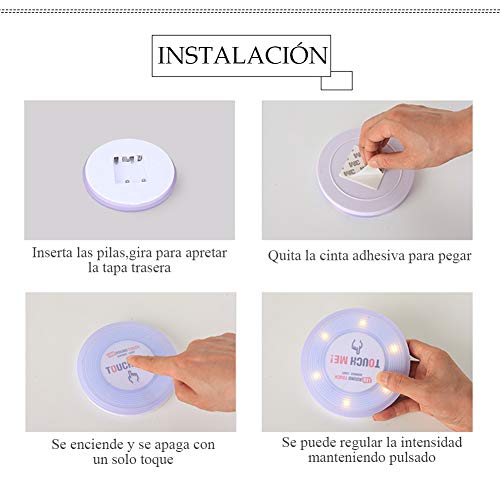 Lámpara Táctil Ilumina Oscura, LED Luz Inalámbrica con Sensor Tacto a Pilas sin Cable Iluminación Infantil Niños apto para Caseta, Armario, Entrada de Casa Touchme Adhesiva