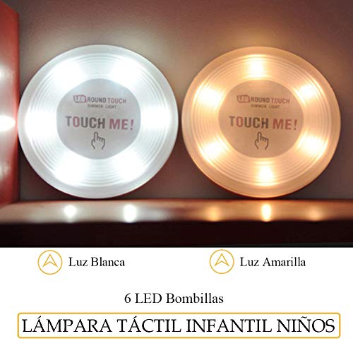 Lámpara Táctil Ilumina Oscura, LED Luz Inalámbrica con Sensor Tacto a Pilas sin Cable Iluminación Infantil Niños apto para Caseta, Armario, Entrada de Casa Touchme Adhesiva