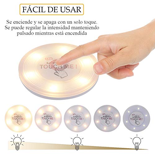 Lámpara Táctil Ilumina Oscura, LED Luz Inalámbrica con Sensor Tacto a Pilas sin Cable Iluminación Infantil Niños apto para Caseta, Armario, Entrada de Casa Touchme Adhesiva