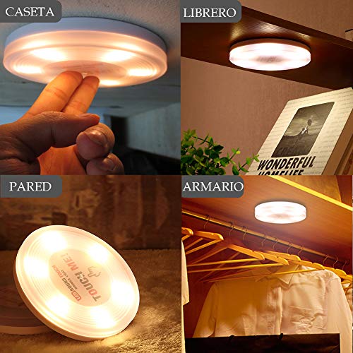 Lámpara Táctil Ilumina Oscura, LED Luz Inalámbrica con Sensor Tacto a Pilas sin Cable Iluminación Infantil Niños apto para Caseta, Armario, Entrada de Casa Touchme Adhesiva