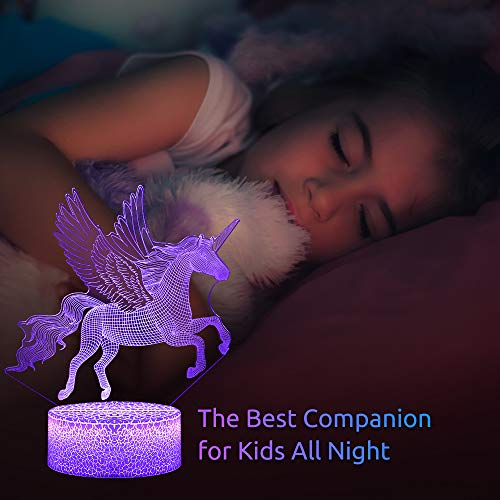 Lampara Unicornio Regalos Niños Niñas - Unicornio Juguetes Niña 4 5 6 7 8 + Años Luz Nocturna Infantil - Lampara 3D Noche Decoracion Habitacion Juvenil - Ideas Regalos Cumpleaños Navidad Originales