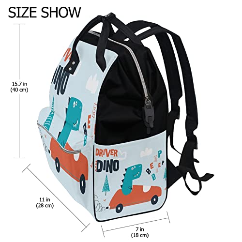 LDIYEU Dinosaurier Auto Cartoon Baby Mochilas de Pañales para Gran Capacidad Pañal Bolso Mochila para Viajar al Aire Libre Mamá y Papá