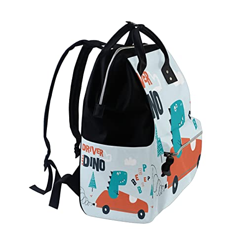 LDIYEU Dinosaurier Auto Cartoon Baby Mochilas de Pañales para Gran Capacidad Pañal Bolso Mochila para Viajar al Aire Libre Mamá y Papá