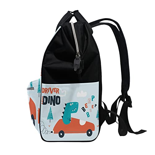 LDIYEU Dinosaurier Auto Cartoon Baby Mochilas de Pañales para Gran Capacidad Pañal Bolso Mochila para Viajar al Aire Libre Mamá y Papá