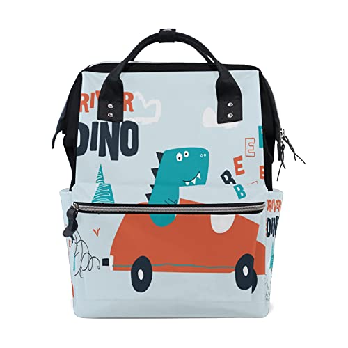 LDIYEU Dinosaurier Auto Cartoon Baby Mochilas de Pañales para Gran Capacidad Pañal Bolso Mochila para Viajar al Aire Libre Mamá y Papá