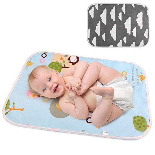 LEADSTAR Cambiador de Bebé, Cambiador de Pañales Plegable para Viaje, Impermeable Lavable Portátil Colchón Bebé Cama para Bebés Recién Nacidos y Niños, 50 x 70 cm, 2 Pack