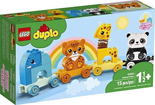 LEGO DUPLO My First Animal Train 10955 Pull-Along Toddlers’ Animal Toy with an Elephant, Tiger, Giraffe and Panda, New 2021 (15 Pieces)