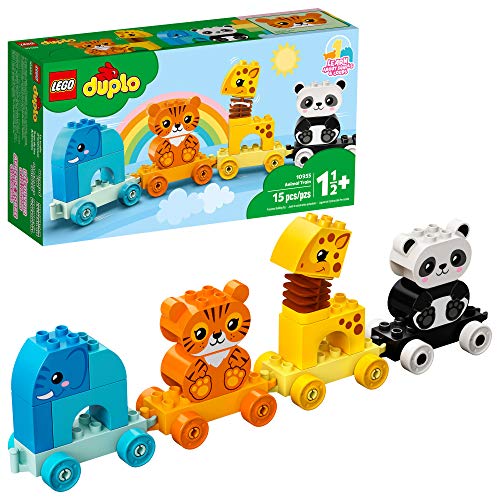 LEGO DUPLO My First Animal Train 10955 Pull-Along Toddlers’ Animal Toy with an Elephant, Tiger, Giraffe and Panda, New 2021 (15 Pieces)