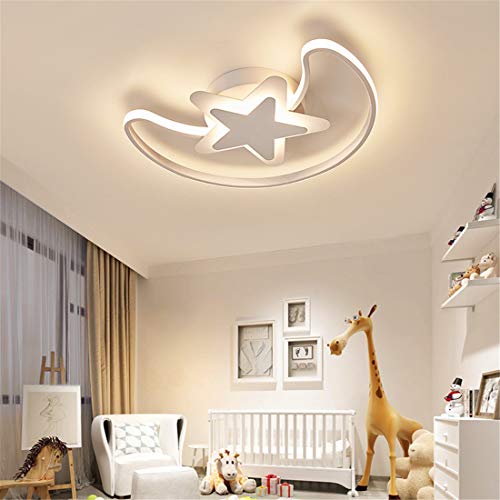 LHY LOFT Estrellas De La Luna LED Infantil Plafón,Infantil Lámpara De Techo,Infantil Habitación Plafón,Side Resplandor Ultra Delgada De Pintura De Protección Ambiental,A:40CM36W