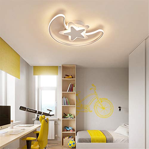 LHY LOFT Estrellas De La Luna LED Infantil Plafón,Infantil Lámpara De Techo,Infantil Habitación Plafón,Side Resplandor Ultra Delgada De Pintura De Protección Ambiental,A:40CM36W