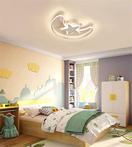 LHY LOFT Estrellas De La Luna LED Infantil Plafón,Infantil Lámpara De Techo,Infantil Habitación Plafón,Side Resplandor Ultra Delgada De Pintura De Protección Ambiental,A:40CM36W