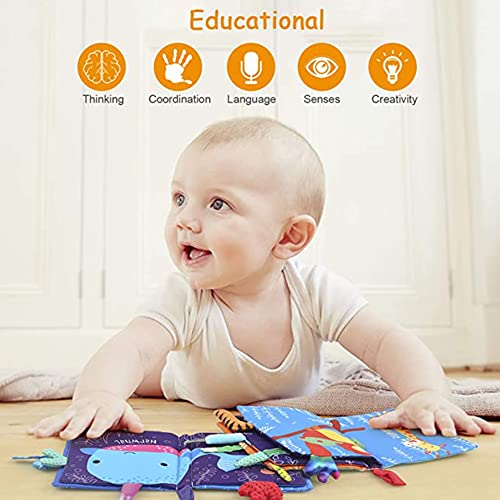 Libro Sensorial para Bebes Interactivo Blandos para Recien Nacidos, Libro 3D de Juguetes Aprendizaje y Educativo, Libro Sensorial Suave de Actividades con Animales (Verde)