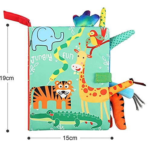 Libro Sensorial para Bebes Interactivo Blandos para Recien Nacidos, Libro 3D de Juguetes Aprendizaje y Educativo, Libro Sensorial Suave de Actividades con Animales (Verde)