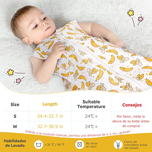 Lictin Saco de Dormir Bebés -0.5TOG Saco de Dormir Bebé Verano Saco de Dormir Bebé de Algodón Ajustable Unisex para Bebé de 3-18 Meses de 62-83 cm