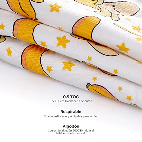 Lictin Saco de Dormir Bebés -0.5TOG Saco de Dormir Bebé Verano Saco de Dormir Bebé de Algodón Ajustable Unisex para Bebé de 3-18 Meses de 62-83 cm