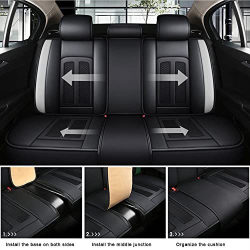 Lievilbat Asiento de Coche Set de para Mercedes-Benz GLE350 2016,Funda para Asiento de Coche, Protectores de Asiento de Cuero y Seda Helada, Blanco Negro (Lujo)