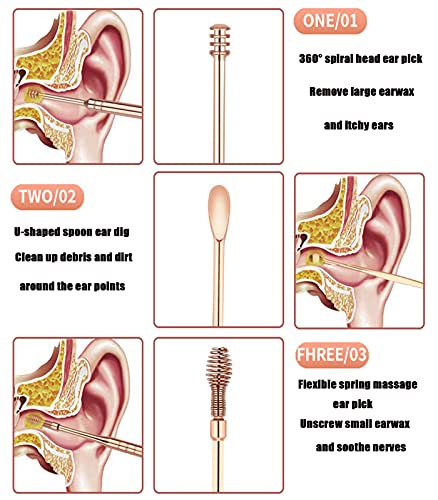 Limpiador de oídos, 7 piezas de limpiador de oídos, herramienta de limpieza de oídos, juego de limpiador de oídos, limpiador de cerumen reutilizable