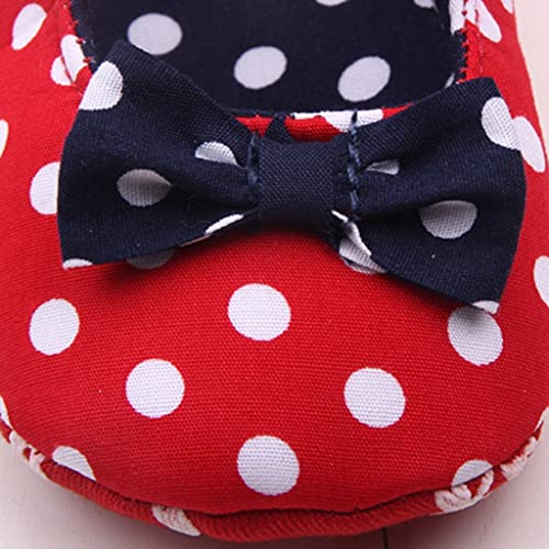 Lindo suave suela bebé niña algodón antideslizante lunares Bowknot niño prewalker, 0-18 Meses, zapatos para niños pequeños,zapatos de bebé,Bebé niña lunares bowknot zapatos para niños pequeños