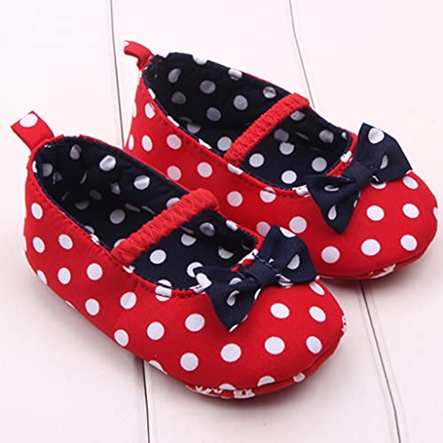 Lindo suave suela bebé niña algodón antideslizante lunares Bowknot niño prewalker, 0-18 Meses, zapatos para niños pequeños,zapatos de bebé,Bebé niña lunares bowknot zapatos para niños pequeños