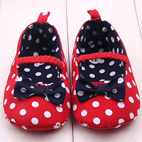 Lindo suave suela bebé niña algodón antideslizante lunares Bowknot niño prewalker, 0-18 Meses, zapatos para niños pequeños,zapatos de bebé,Bebé niña lunares bowknot zapatos para niños pequeños