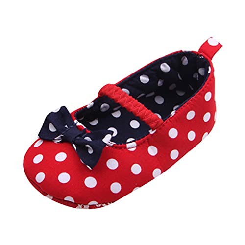 Lindo suave suela bebé niña algodón antideslizante lunares Bowknot niño prewalker, 0-18 Meses, zapatos para niños pequeños,zapatos de bebé,Bebé niña lunares bowknot zapatos para niños pequeños