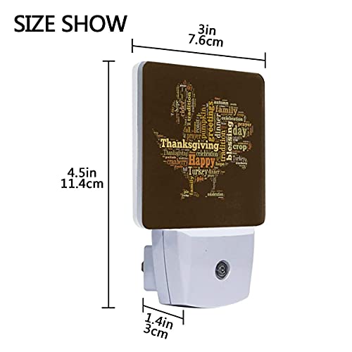 LINGF Día de Acción de Gracias Wort Nachtlicht Set von 2 Cloud in Form von Türkei Plug-in LED Nachtlichter Auto Dämmerungssensor Lampe für Schlafzimmer Badezimmer Küche Flur