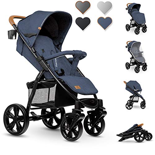 LIONELO Annet Silla de Pase Para niños hasta 22 kg 0-48M ajuste del respaldo hasta posición horizontal Capucha XXL Plegable fácil con ventana Mosquitera