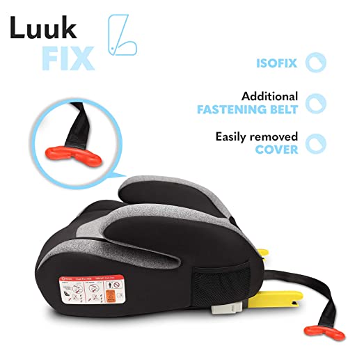 LIONELO Luuk FIx Asiento de seguridad Para 22-36 kg, Sistema BeltHold Montaje ISOFIX o cinturones de seguridad, Base para el coche Asiento, ergonómico, gris y negro